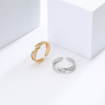 Minimalist style zircon-set open-style index finger ring, S925 sterling silver, intertwined design, understated luxury