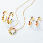 S925 Sterling Silver Gold-Plated Colored Zircon Pendant Necklace