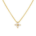 S925 Sterling Silver Plated 14K Gold Zircon Inlaid Four Leaf Clover Necklace