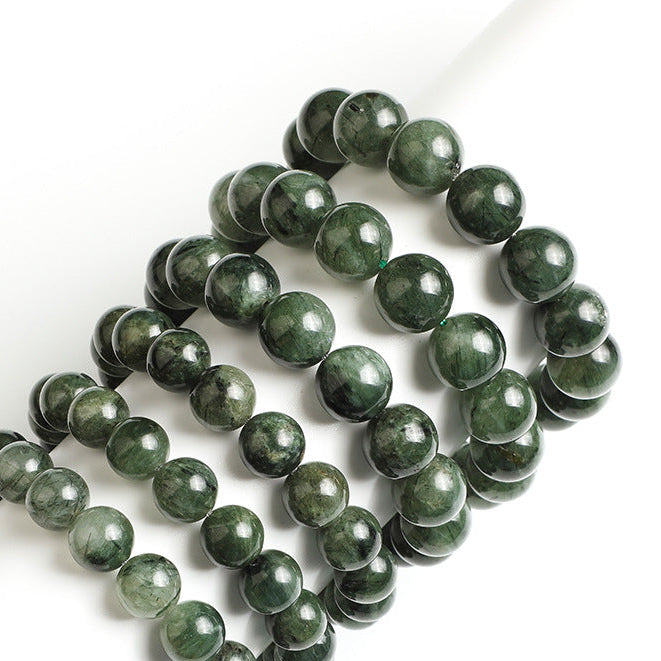 Natural Green Rutilated Quartz Bead Bracelet