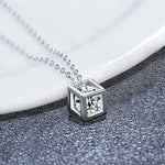 S925 Sterling Silver Moissanite Rubik's Cube Square Pendant Necklace