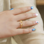 S925 Sterling Silver Gold-Plated Bamboo-Shaped Zircon Ring