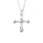 S925 Sterling Silver Moissanite Cross Square Pendant Necklace