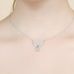 S925 Sterling Silver Angel Wings Moissanite Pendant Necklace
