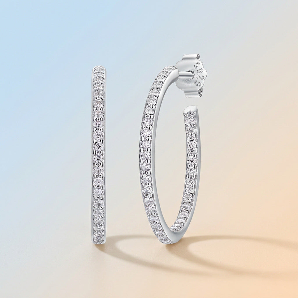 S925 Sterling Silver Moissanite Hoop Earrings