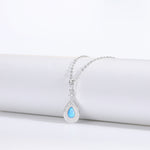 S925 Sterling Silver Teardrop-Shaped Opal Necklace with Zircon
