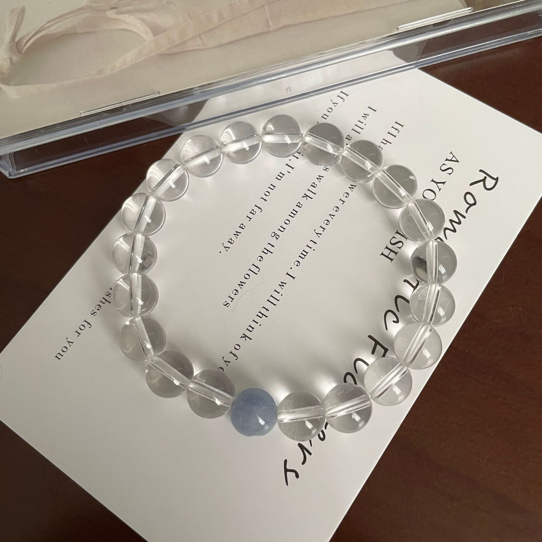 Natural white crystal spell aquamarine bracelet