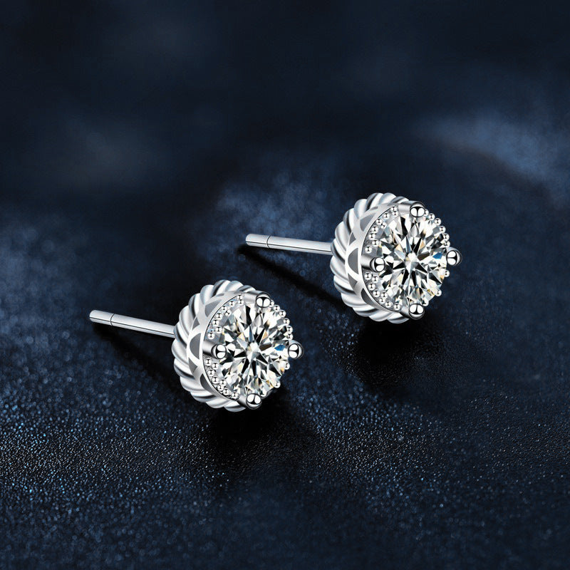 925 Silver Round Moissanite Stud Earrings
