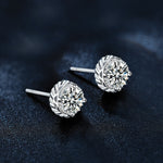 925 Silver Round Moissanite Stud Earrings