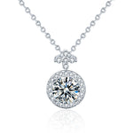 S925 Sterling Silver Round Moissanite Cross Pendant Necklace