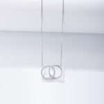 S925 Sterling Silver Simple Zircon Inlaid Double Circle Double Ring Necklace
