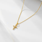 S925 Sterling Silver Zircon Inlaid Cross Necklace