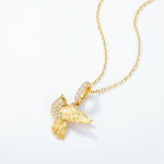 S925 Sterling Silver Gold-Plated Magpie Zircon Inlaid Pendant Necklace