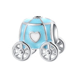 S925 Sterling Silver Blue Pumpkin Carriage Bead Pendant