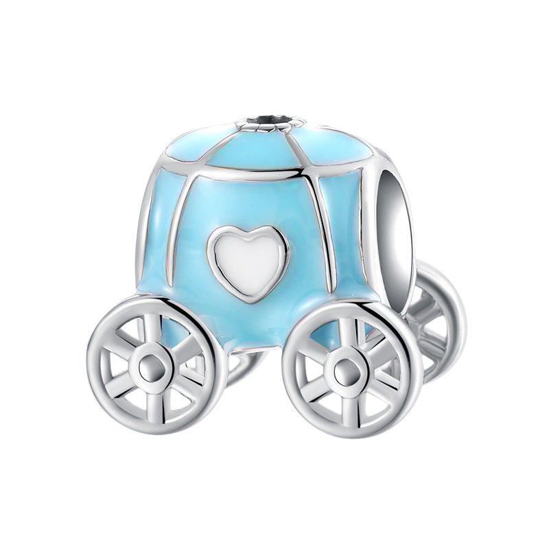 S925 Sterling Silver Blue Pumpkin Carriage Bead Pendant