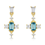 S925 Sterling Silver Gold Plated Gemstone Natural London Blue Earrings