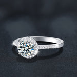 S925 Sterling Silver Round Moissanite Ring