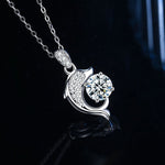 S925 Sterling Silver Moissanite Dolphin Simple Pendant Necklace