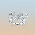 S925 Silver Bow-knot T-Square Moissanite Ring