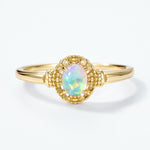 S925 Sterling Silver Gold-Plated Multicolored Synthetic Opal Ring