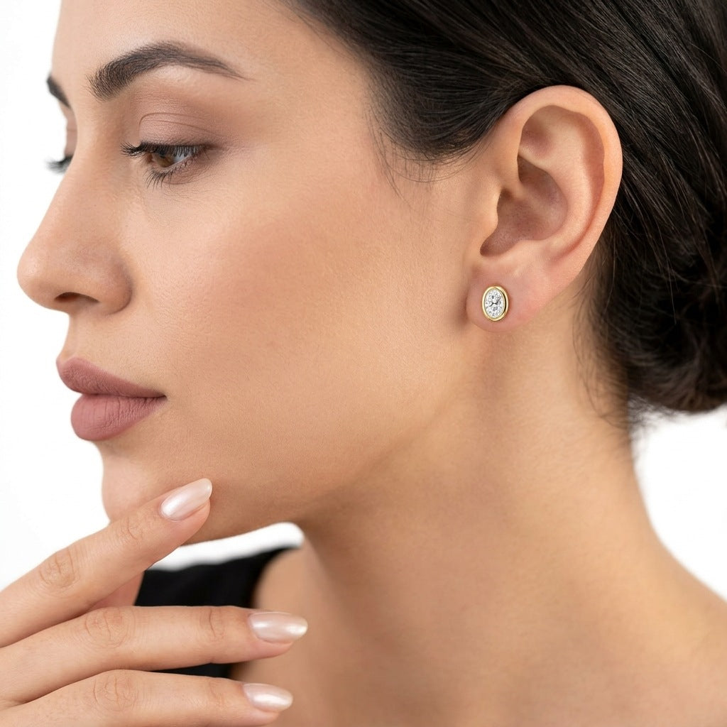 S925 Silver Gold-Plated Moissanite Stud Earrings