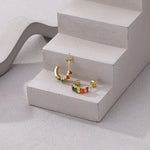 925 Sterling Silver Rainbow Zirconia Earrings