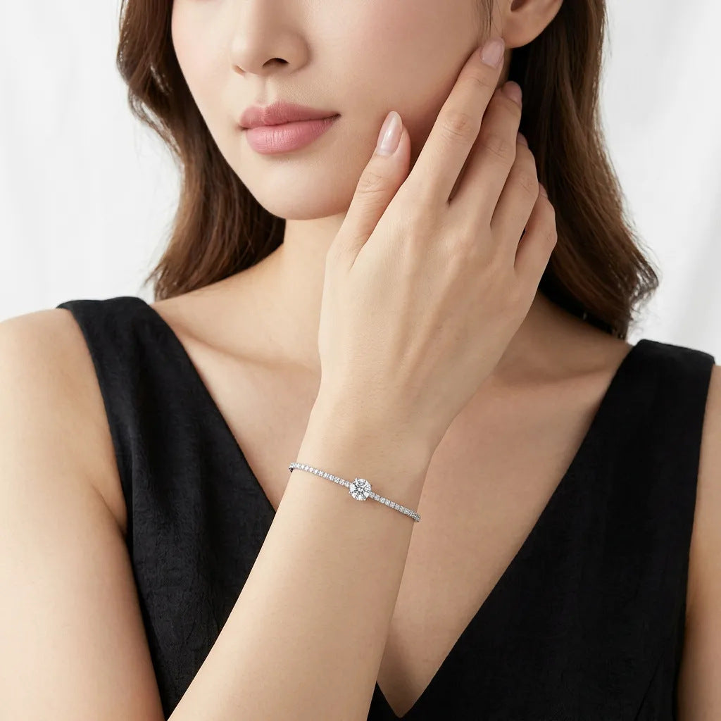 S925 Silver "Dawn Dew" Moissanite Bracelet