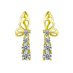 S925 Sterling Silver Moissanite Butterfly Tassel Earrings