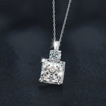 S925 Sterling Silver Moissanite Small Square Necklace
