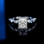 S925 Silver Morganite Rectangular shaped Elegant Shining Ring