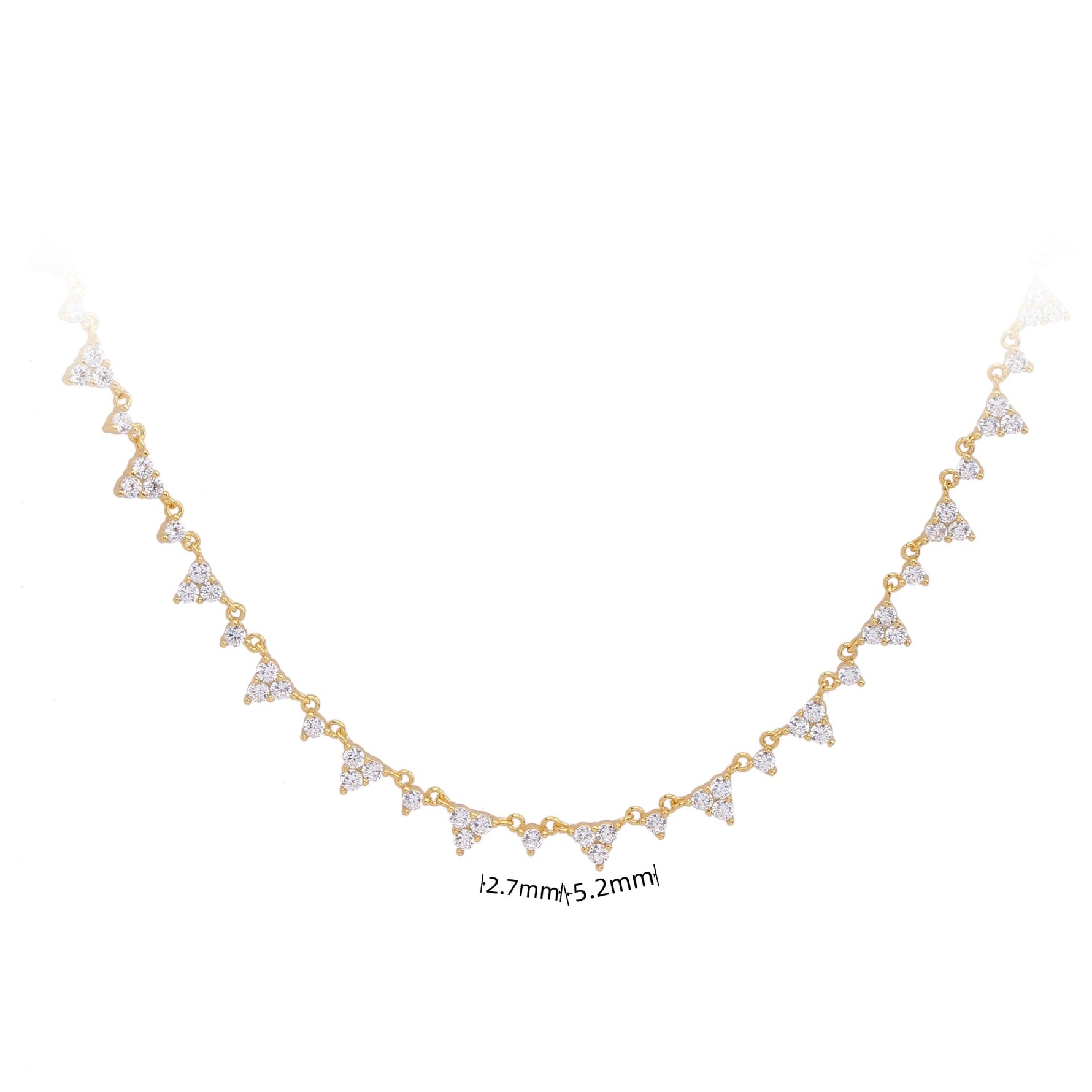 S925 Sterling Silver Scattered Triangle Full Zirconium Necklace