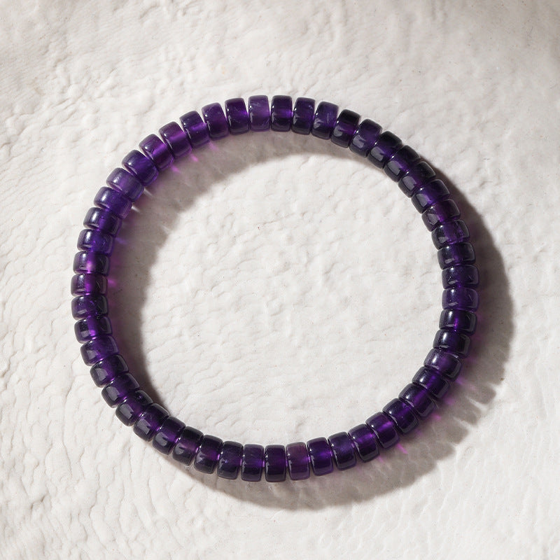 Natural Amethyst Tablet-Shaped Bead Bracelet
