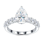 S925 Sterling Silver Stackable Pear-Cut Moissanite Ring