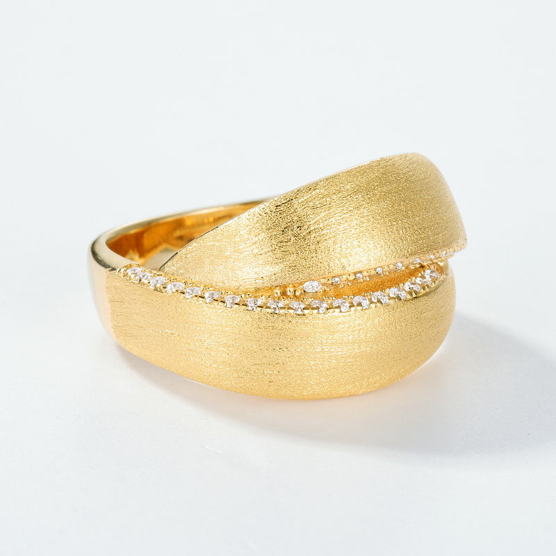 S925 Sterling Silver Gold-Plated Full Zircon Inlaid Ring