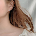 925 sterling silver four-leaf clover inlaid Mosang stone earrings