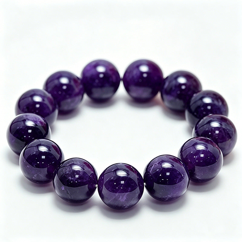 Natural large-bead amethyst bracelet