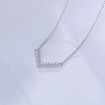 S925 Sterling Silver Zircon Inlaid V-Shaped Necklace