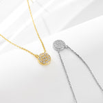 S925 Sterling Silver Classic round Micro Zircon-Inlaid Pendant Necklace