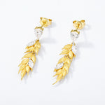 S925 Sterling Silver Gold-Plated Zircon Inlaid Wheat Tassel Earrings