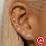 S925 Sterling Silver 4-Prong Flat-Back Moissanite Stud Earring(Single unit)