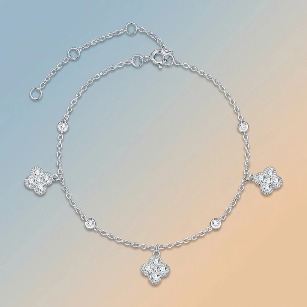 925 Sterling Silver Moissanite Five-Flower Bracelet