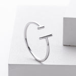 S925 Sterling Silver Simple  Stylish Parallel-Line Open Ring