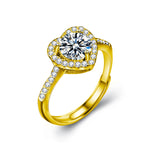 925 Sterling Silver Heart-Shaped Moissanite Ring