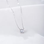 S925 Sterling Silver round Zircon Pendant Necklace