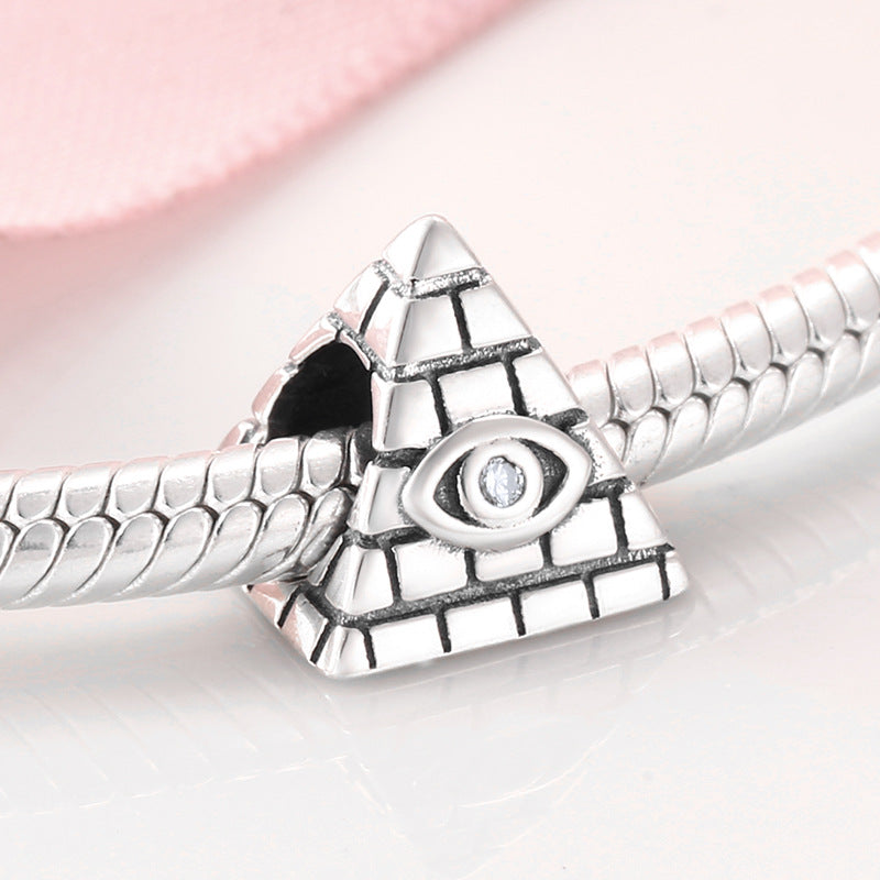 S925 Sterling Silver Pyramid Bead Pendant
