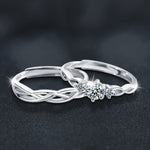 925 Sterling Silver Spiral Moissanite Couple Ring