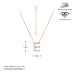 S925 Sterling Silver Simple Zircon Necklace with English Letters