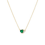 S925 Sterling Silver Emerald Heart-Shaped Zircon Necklace