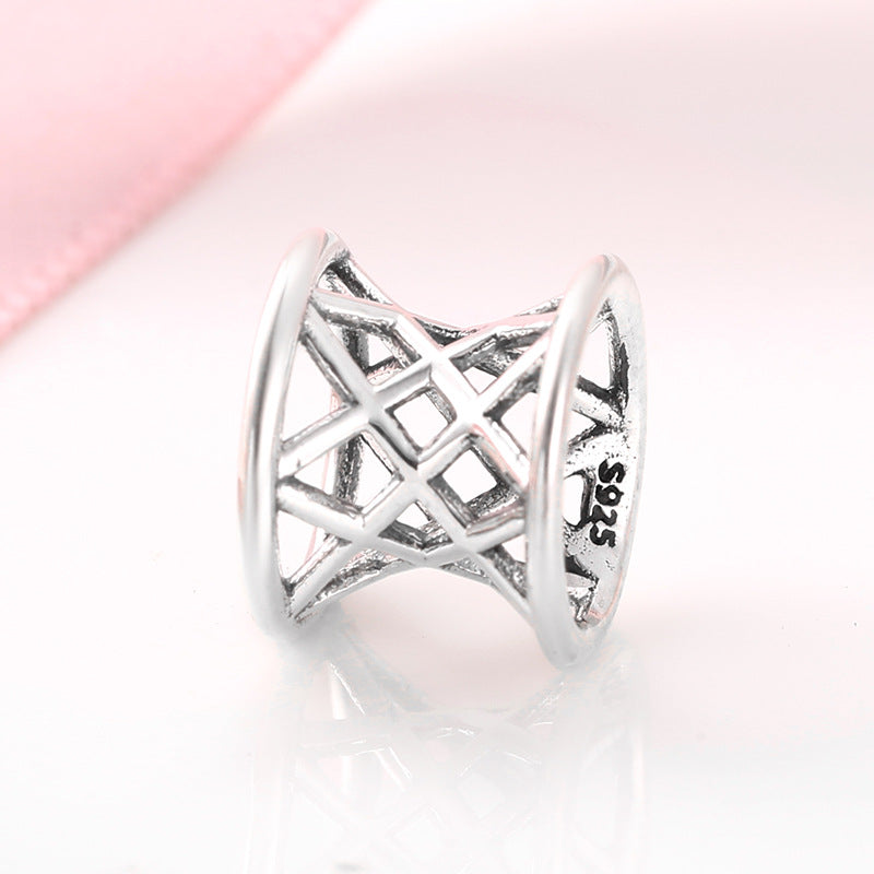 S925 Sterling Silver Geometric Hollow Bead Pendant