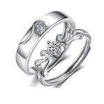 925 Sterling Silver Moissanite Angel Wing Couple Ring